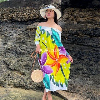 Rayon Dress Hand Painted Floral Design High Quality